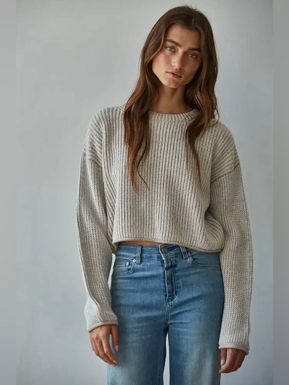 🆕 By Together Demi Ribbed Sweater-Tan NWT SZ LG